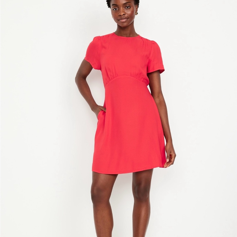 Old Navy Orange Puff Sleeve Sheath Mini Dress